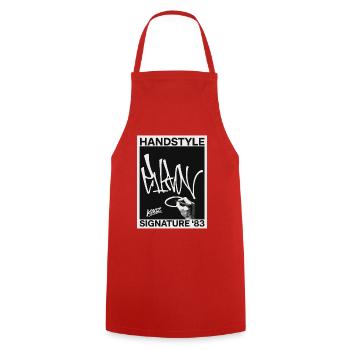 Handstyle Graffiti Signature '83 - Kochschürze - Rot - Vorne - AI Model Male 185 dark (185cm)