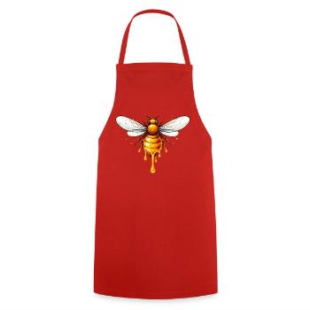Honey bee motif with dripping honey - Cooking Apron - red - Front - AI Model Male 185 dark (185cm)