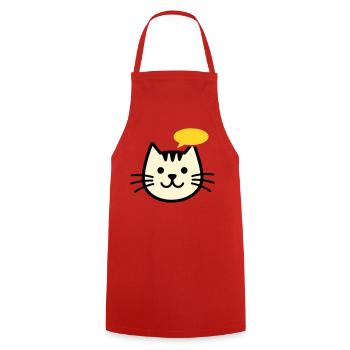 Visage de chat avec bulle de dialogue - Tablier de cuisine - rouge - Devant - AI Model Male 185 dark (185cm)