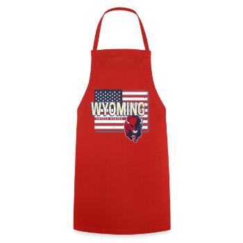 Wyoming United States Retro Map USA - Cooking Apron - red - Front - AI Model Male 185 dark (185cm)