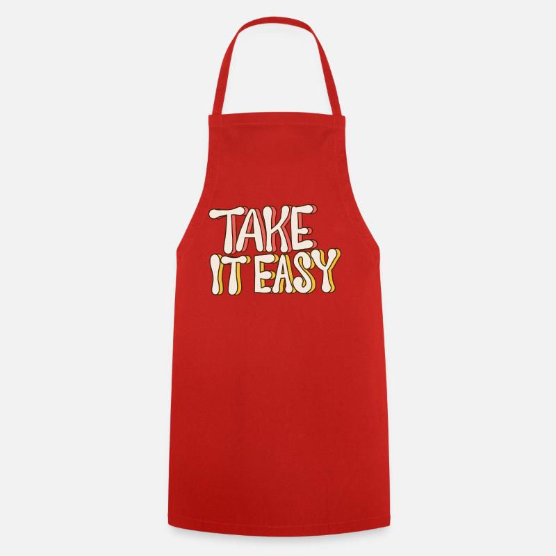 Take It Easy – Retro Vintage Quote 70s Style - Cooking Apron - red