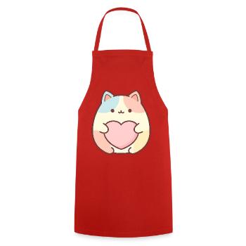 Motif de cœur de chat Kawaii Design de chat mignon - Tablier de cuisine - rouge - Devant - AI Model Male 185 dark (185cm)