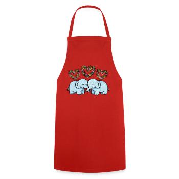 Duo Éléphant Cœurs Floraux - Tablier de cuisine - rouge - Devant - AI Model Male 185 dark (185cm)
