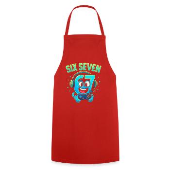 Six Seven Gamer Mascot Italian Brainrot Gaming - Cooking Apron - red - Front - AI Model Male 185 dark (185cm)