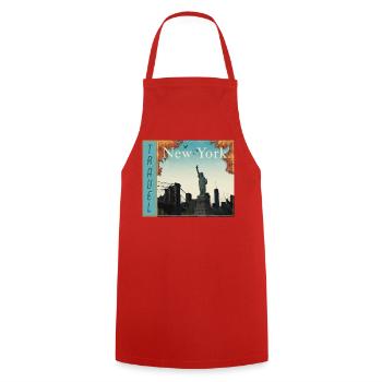 New York Travel Retro Reiseposter - Kochschürze - Rot - Vorne - AI Model Male 185 dark (185cm)