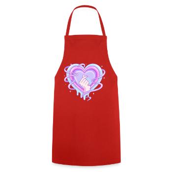 Cœur pastel K Pop Symbole de doigt Amour - Tablier de cuisine - rouge - Devant - AI Model Male 185 dark (185cm)