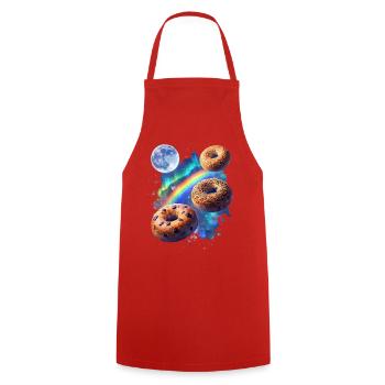 Kosmische Donuts über Regenbogenraum - Kochschürze - Rot - Vorne - AI Model Male 185 dark (185cm)