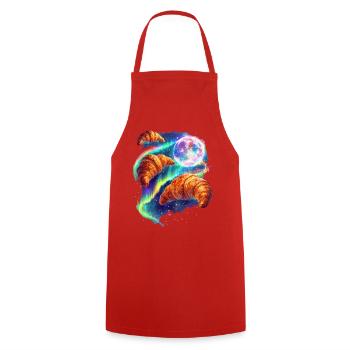 Cosmic croissants in the starry sky - Cooking Apron - red - Front - AI Model Male 185 dark (185cm)