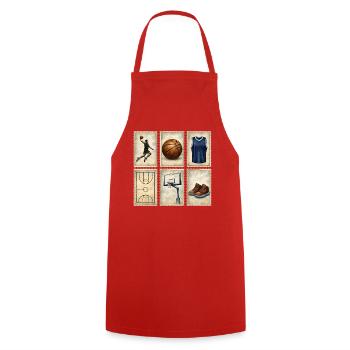 Vintage Basketball Stamps Collection - Cooking Apron - red - Front - AI Model Male 185 dark (185cm)