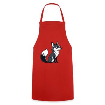 Schwarz-Weiß Cooler Fuchs mit Sonnenbrille - Kochschürze - Rot - Vorne - AI Model Male 185 dark (185cm)
