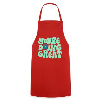Tu fais une excellente typographie audacieuse et un design positif - Tablier de cuisine - rouge - Devant - AI Model Male 185 dark (185cm)