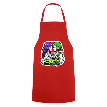 Neon Duo Heart Car Drift - Cooking Apron - red - Front - AI Model Male 185 dark (185cm)