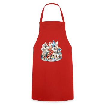 Colorful multi-stick slide full of people - Cooking Apron - red - Front - AI Model Male 185 dark (185cm)
