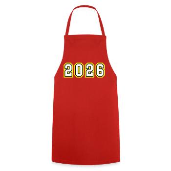 2026 Jahr - Kochschürze - Rot - Vorne - AI Model Male 185 dark (185cm)
