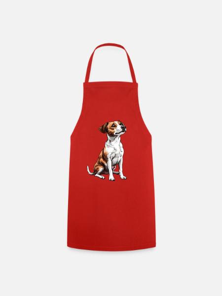 Jack Russell Porträt Illustration - Kochschürze - Rot