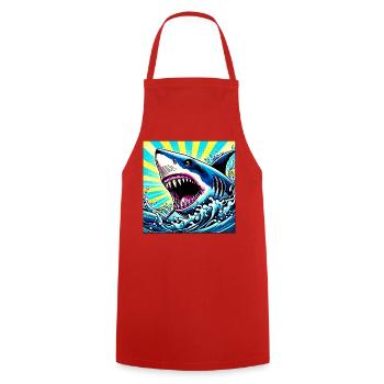 Requin - Tablier de cuisine - rouge - Devant - AI Model Male 185 dark (185cm)