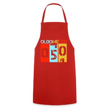 Oldometer 50 Vintage Retro 50. Geburtstag - Kochschürze - Rot - Vorne - AI Model Male 185 dark (185cm)