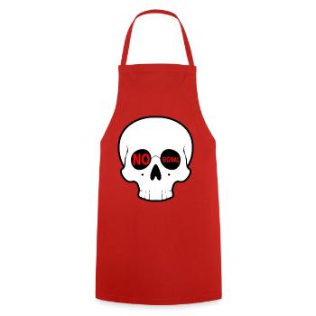 No_Signal_Skull_Minimal_Streetwear - Kochschürze - Rot - Vorne - AI Model Male 185 dark (185cm)