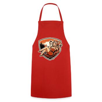 Charme rétro Pin-up Foxwood - Tablier de cuisine - rouge - Devant - AI Model Male 185 dark (185cm)