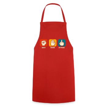 Sarcastic Stone Paper Shot Funny Sar - Cooking Apron - red - Front - AI Model Male 185 dark (185cm)