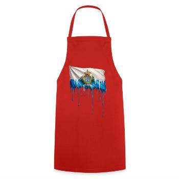 Flag San Marino Drop Art - Cooking Apron - red - Front - AI Model Male 185 dark (185cm)
