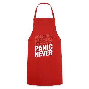 Pratique paramédicale maintenant Panique Jamais formation EMS - Tablier de cuisine - rouge - Devant - AI Model Male 185 dark (185cm)