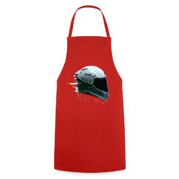 Cyber Moto Helmet Glitch Racing Future Gamer - Cooking Apron - red - Front - AI Model Male 185 dark (185cm)