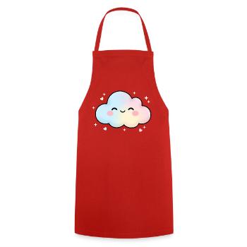 Cute Kawaii Cloud Pastel Cartoon Design - Cooking Apron - red - Front - AI Model Male 185 dark (185cm)