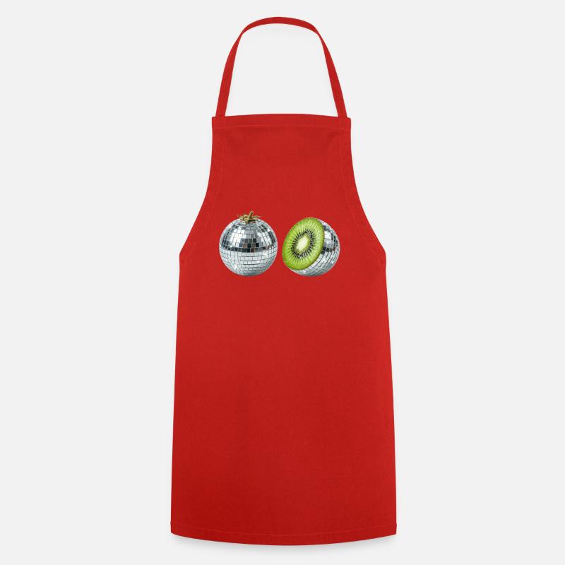 Kiwi Disco Mirror Ball - Cooking Apron - red
