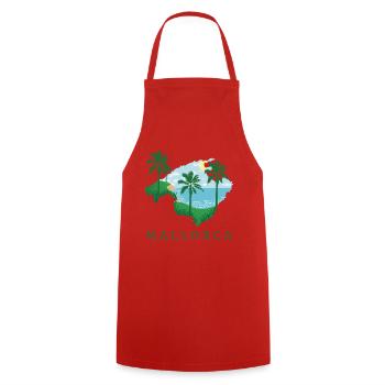 Mallorca Palm Island Sunset - Cooking Apron - red - Front - AI Model Male 185 dark (185cm)