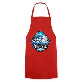 Mountains - Cooking Apron - red - Front - AI Model Male 185 dark (185cm)