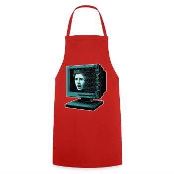Retro Computer Terror Retroglitch AI - Cooking Apron - red - Front - AI Model Male 185 dark (185cm)
