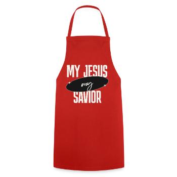 Mein Jesus mein Retter  - Kochschürze - Rot - Vorne - AI Model Male 185 dark (185cm)