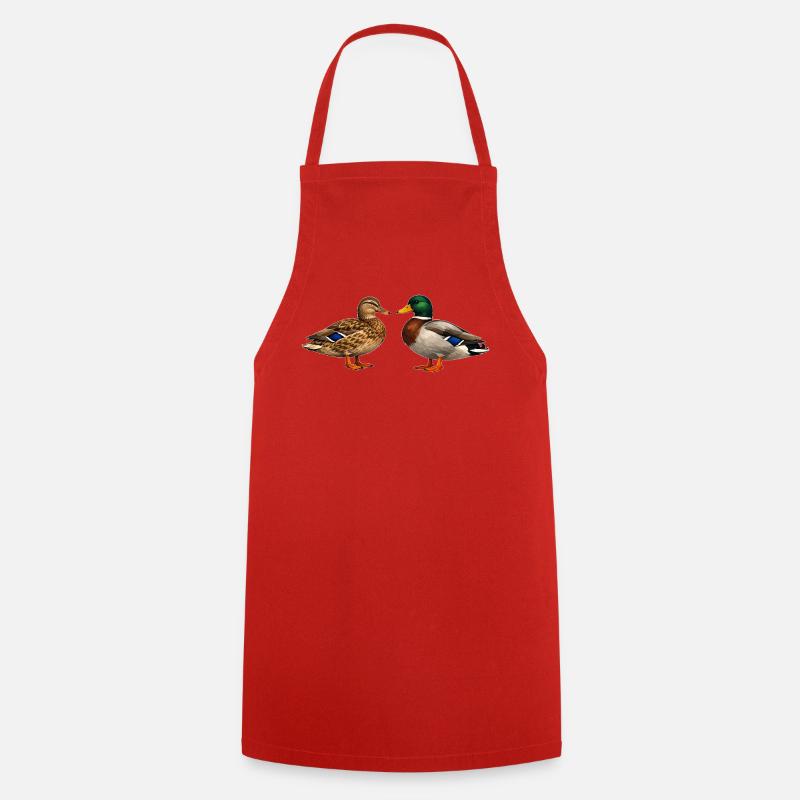 Wild ducks in a pair - Cooking Apron - red
