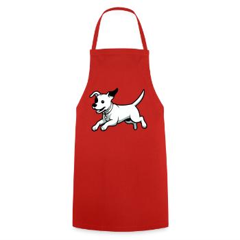 Playful Dog Cartoon - Cooking Apron - red - Front - AI Model Male 185 dark (185cm)