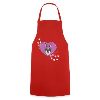 Resting B!tch Face Boston Terrier - Cooking Apron - red - Front - AI Model Male 185 dark (185cm)