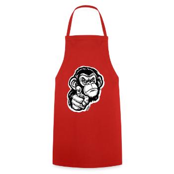 Monochrome Monkey Pointing - Cooking Apron - red - Front - AI Model Male 185 dark (185cm)