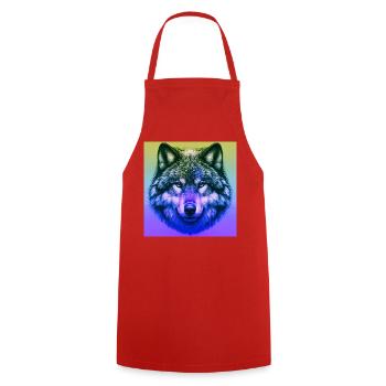 Wolf - Cooking Apron - red - Front - AI Model Male 185 dark (185cm)