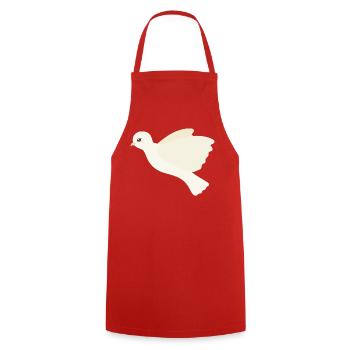 Colombe d’ivoire en vol - Tablier de cuisine - rouge - Devant - AI Model Male 185 dark (185cm)