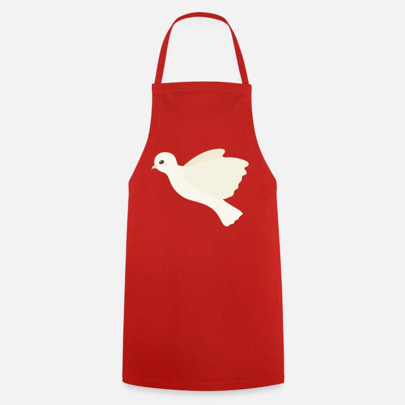 Ivory Dove in Flight - Cooking Apron - red