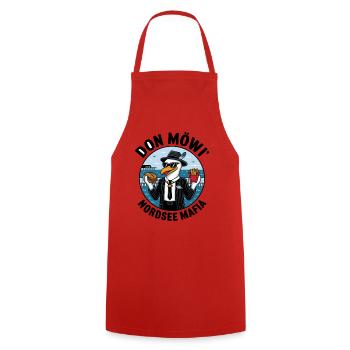  Don Möwi Nordsee Mafia Möwe Gangster Burger - Kochschürze - Rot - Vorne - AI Model Male 185 dark (185cm)