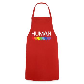LGBTQ-Pride-Monat – Wir sind alle Menschen - Kochschürze - Rot - Vorne - AI Model Male 185 dark (185cm)