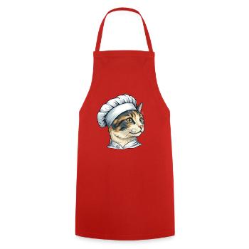 Dessin animé Chat mignon en tant que cuisinier - Tablier de cuisine - rouge - Devant - AI Model Male 185 dark (185cm)