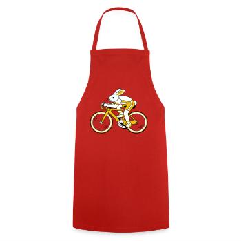 Hase auf einem Rennrad - Kochschürze - Rot - Vorne - AI Model Male 185 dark (185cm)