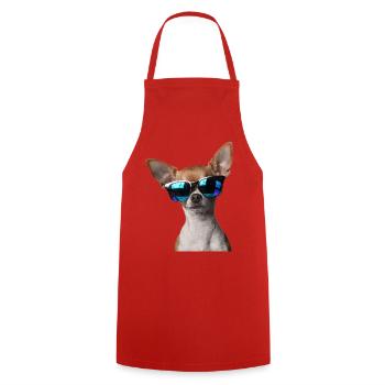 Cooler Chihuahua Sonnenbrille witziger Hund - Kochschürze - Rot - Vorne - AI Model Male 185 dark (185cm)