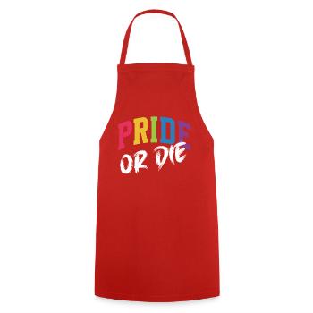 LGBT-Pride-Monat – Pride or Die - Kochschürze - Rot - Vorne - AI Model Male 185 dark (185cm)