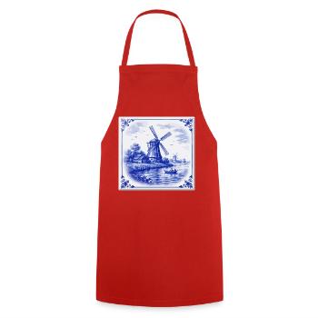 Delfter Windmühle am See - Kochschürze - Rot - Vorne - AI Model Male 185 dark (185cm)