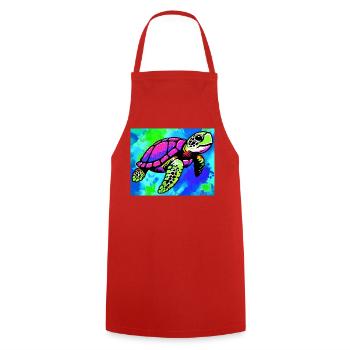 turtle - Cooking Apron - red - Front - AI Model Male 185 dark (185cm)