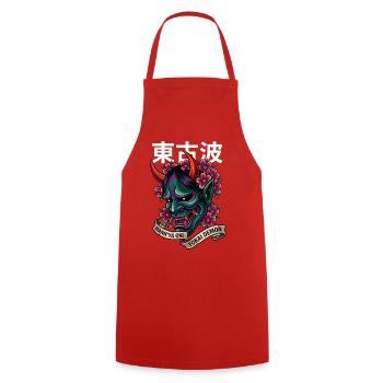 Hannya-Yōkai Dämon Oni - Kochschürze - Rot - Vorne - AI Model Male 185 dark (185cm)