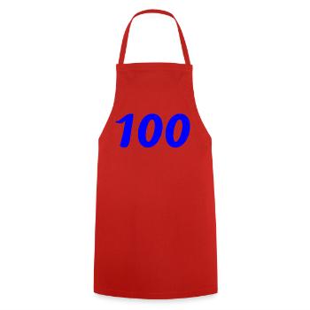 100. 100 YEARS. 100th ANNIVERSARY. BIRTHDAY 100 - Cooking Apron - red - Front - AI Model Male 185 dark (185cm)